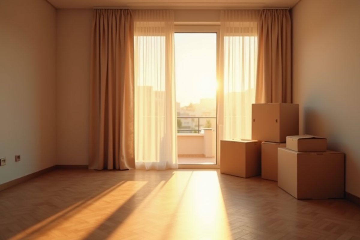 Intérieur d appartement vide éclairé par la lumière naturelle