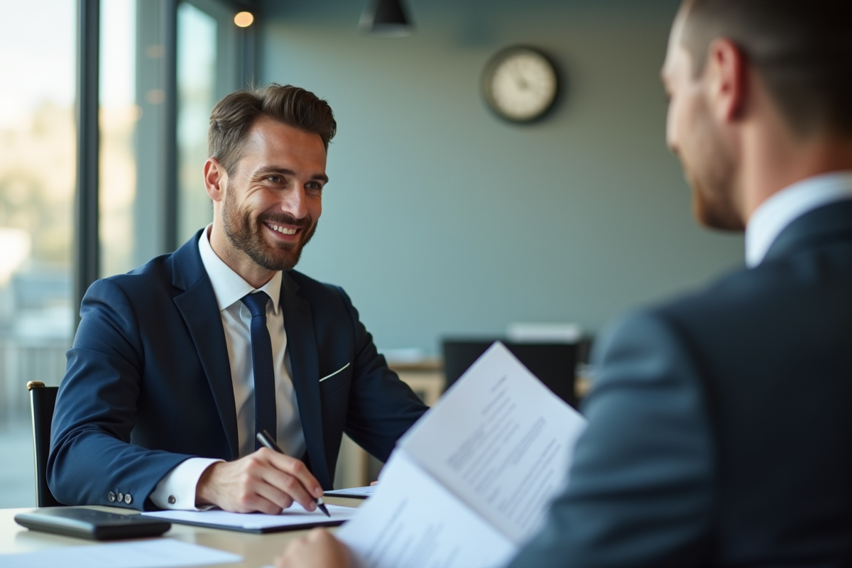 Banque moderne avec un professionnel confiant en affaires