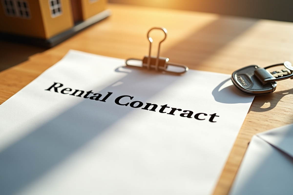 Contrat de location avec clé de maison et enveloppe de depot de garantie