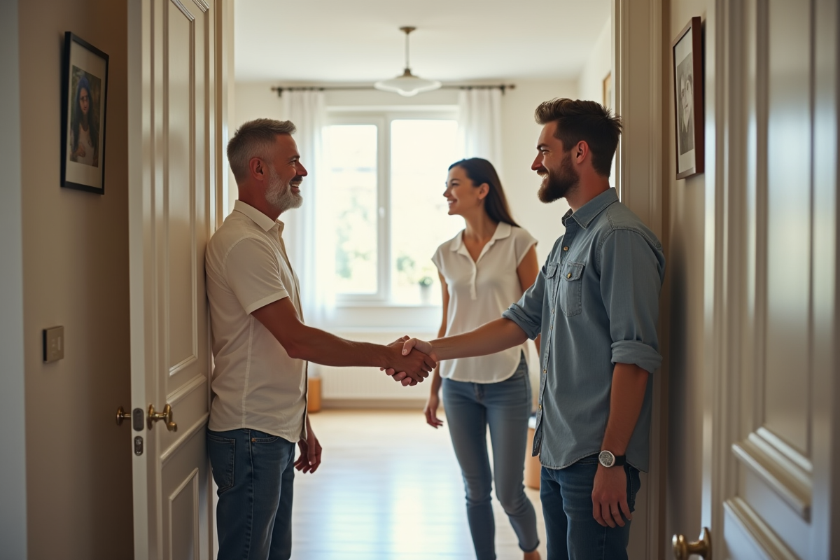 Homme souriant serrant la main d