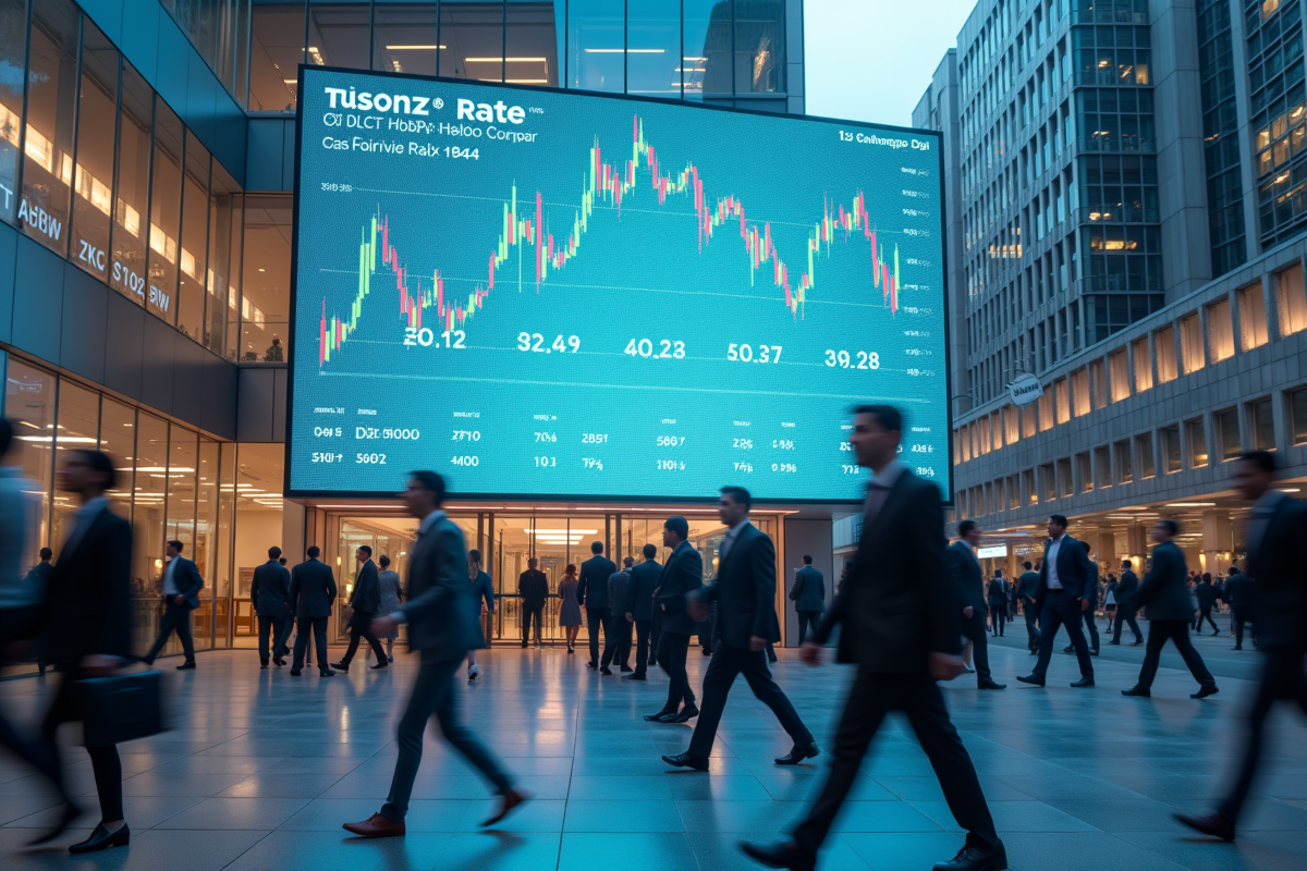 Gloffice moderne dans un quartier financier avec hausse des taux