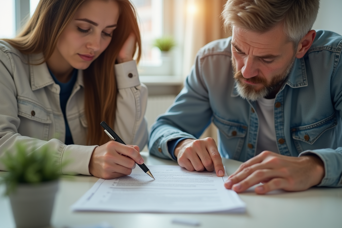 Jeune signant un contrat de location avec un parent dans un salon lumineux