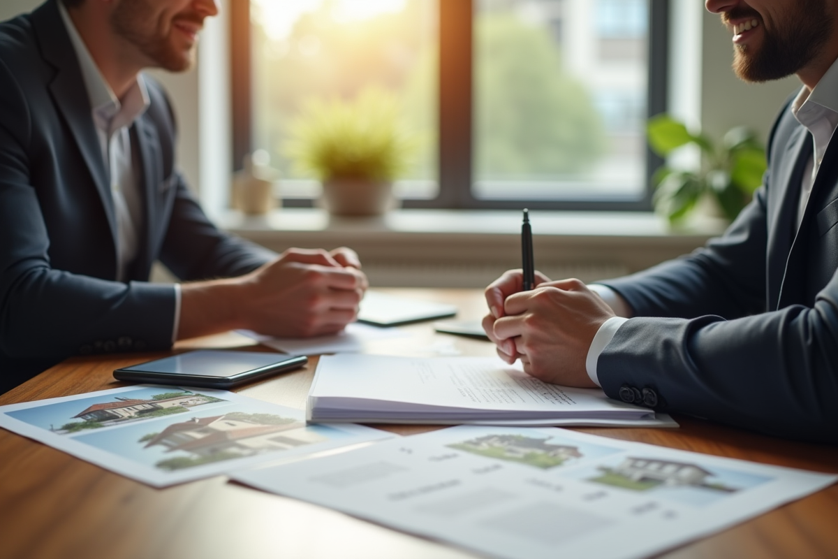 Conseiller financier et client dans bureau moderne